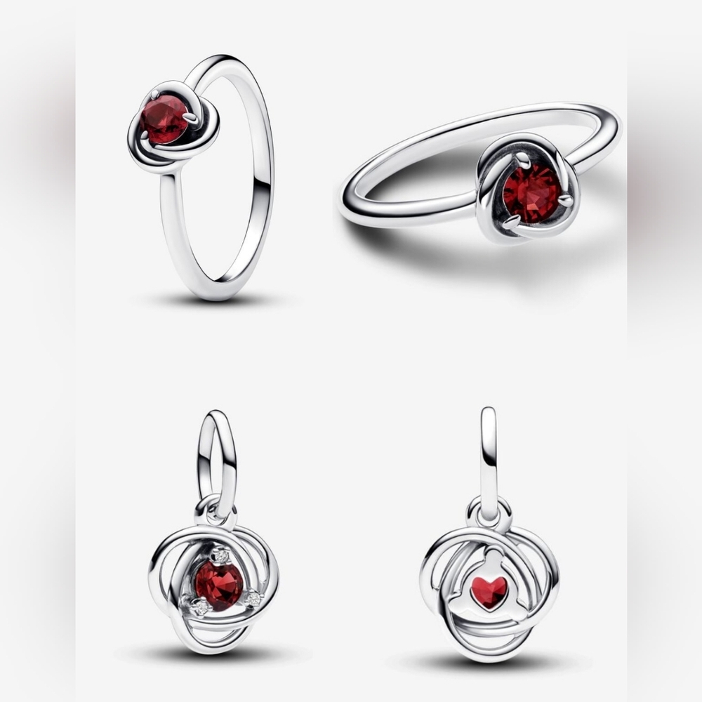 X 2 Pandora Eternity Circle July Ring and Dangle Charm